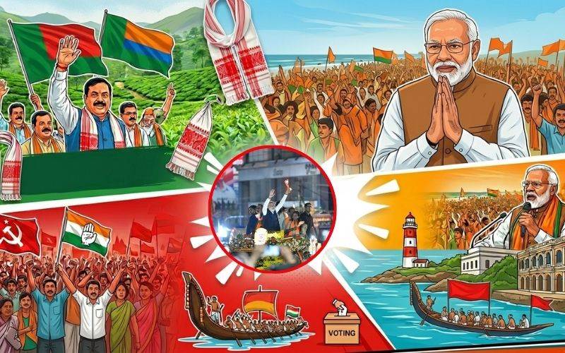 آسام، کیرالہ اور پڈوچیری میں انتخابی مہم کا آخری دن، رہنماؤں کی بھرپور کوششیں